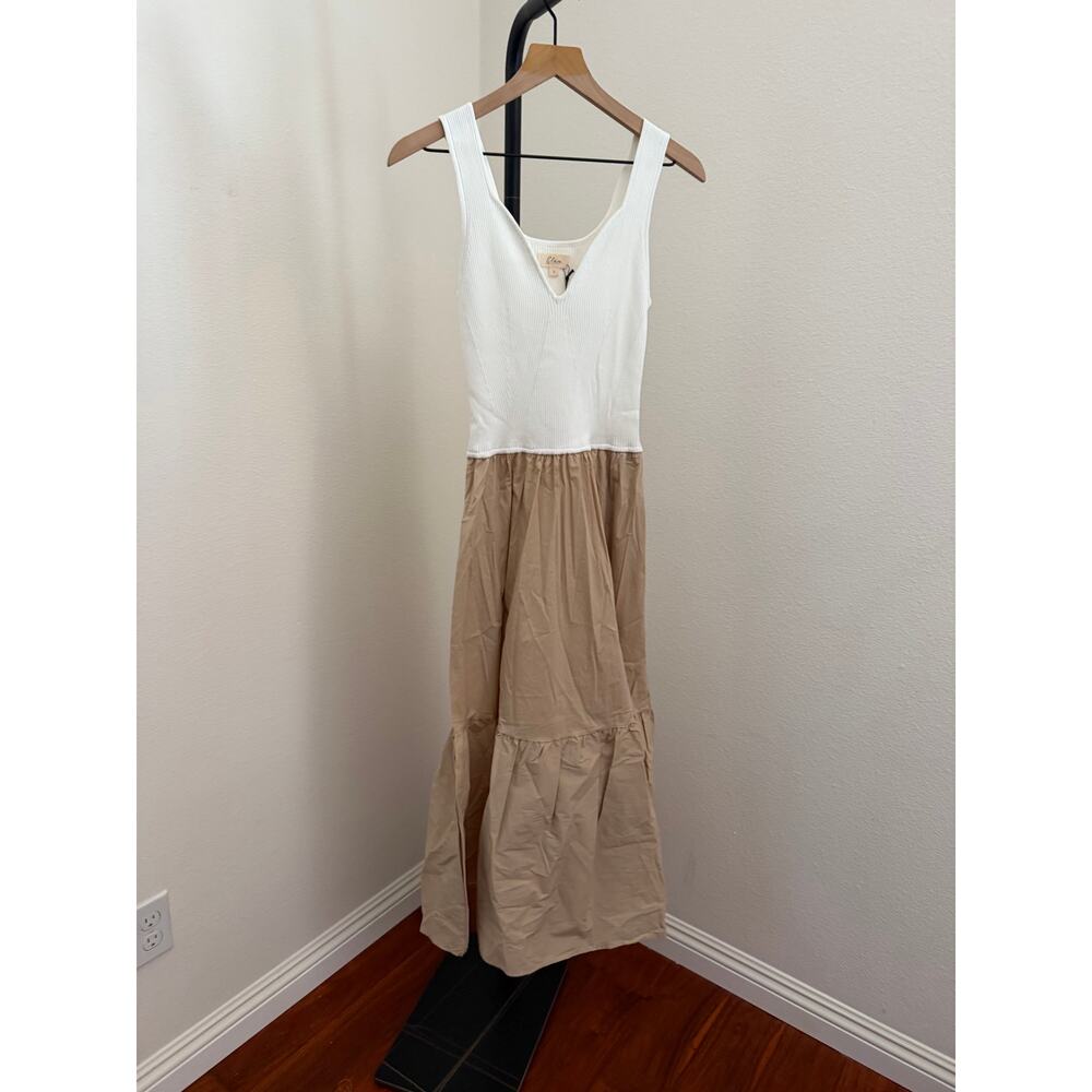 New Elan Rhodes dress sand & white combo size L - Picture 4 of 7